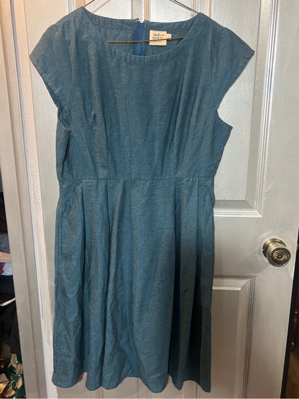 Mata Traders Teal Blue Fit-and-Flare Chambray Dress purchased at ModCloth - Picture 1 of 3